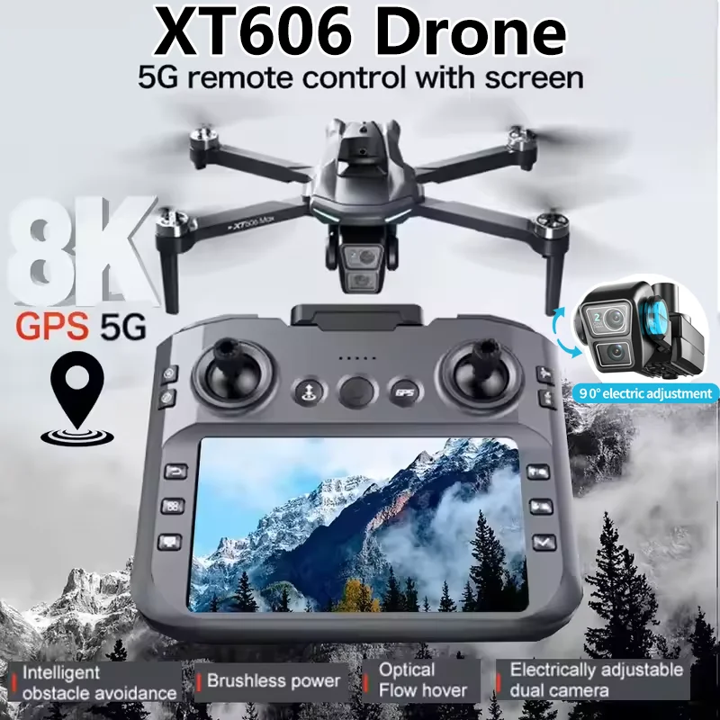 Drone Gimbal 2 Axis - XT606 Foldable Drone 4K Dual Cameras