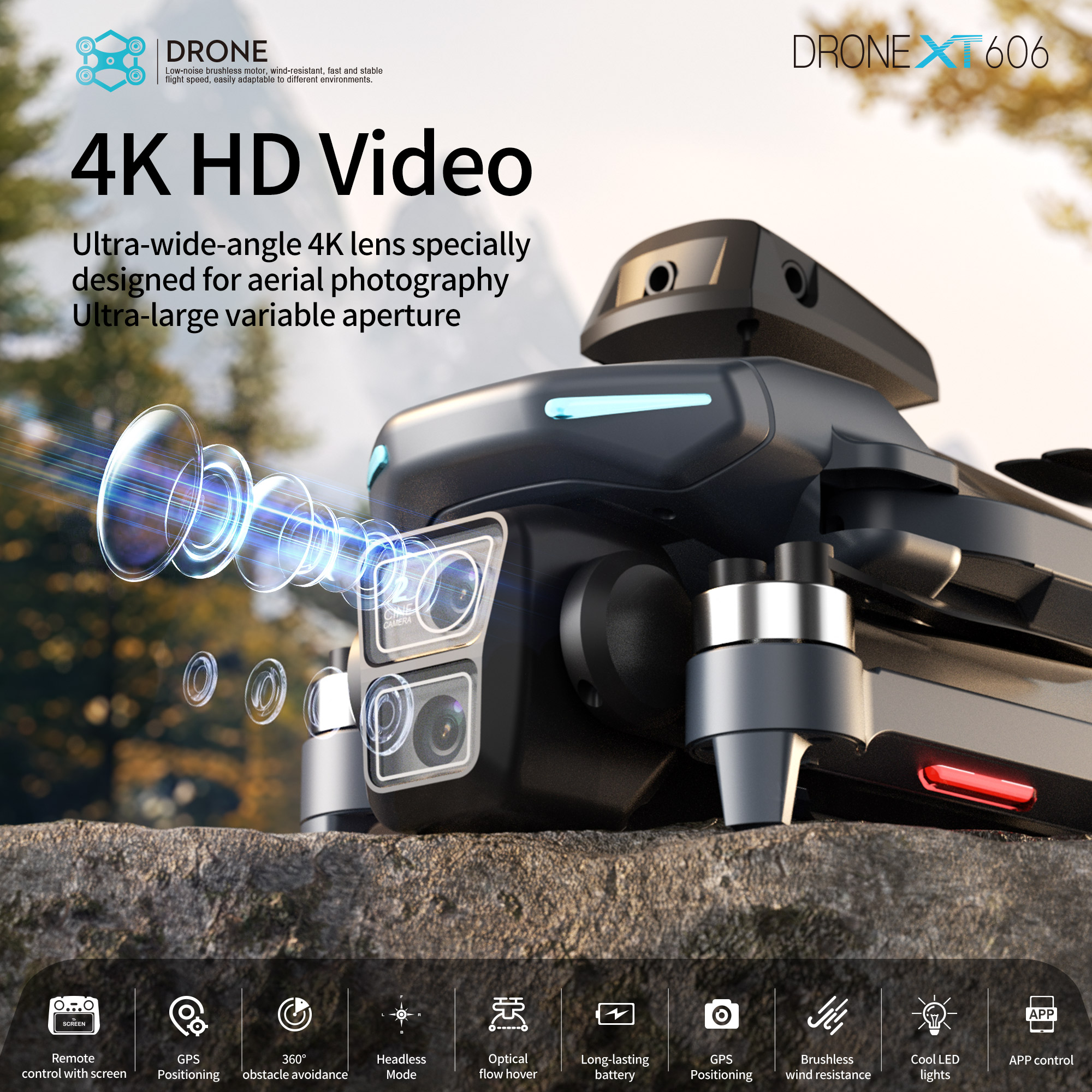 XT606 Foldable Drone 4K Dual C - Drone Gimbal 2 Axis 评论和价格