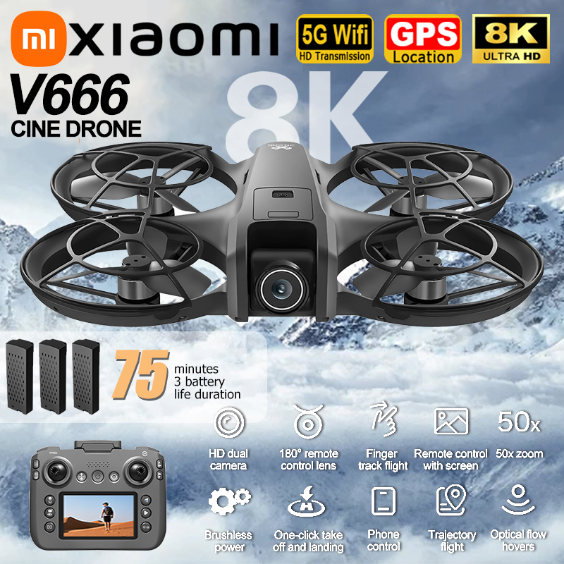 Xiaomi V666 Drone 8K Aerial HD - Drone Gimbal 3 Axis 评论和价格